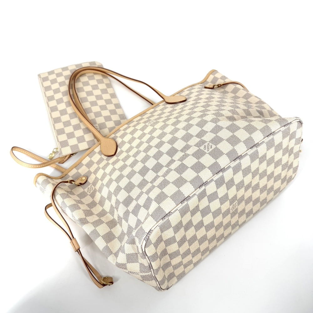 LOUIS VUITTON ルイヴィトン トートバッグ ネヴァーフルMM N51107 ダミエ･アズール ホワイト 白 ゴールド金具 レディース【中古品】