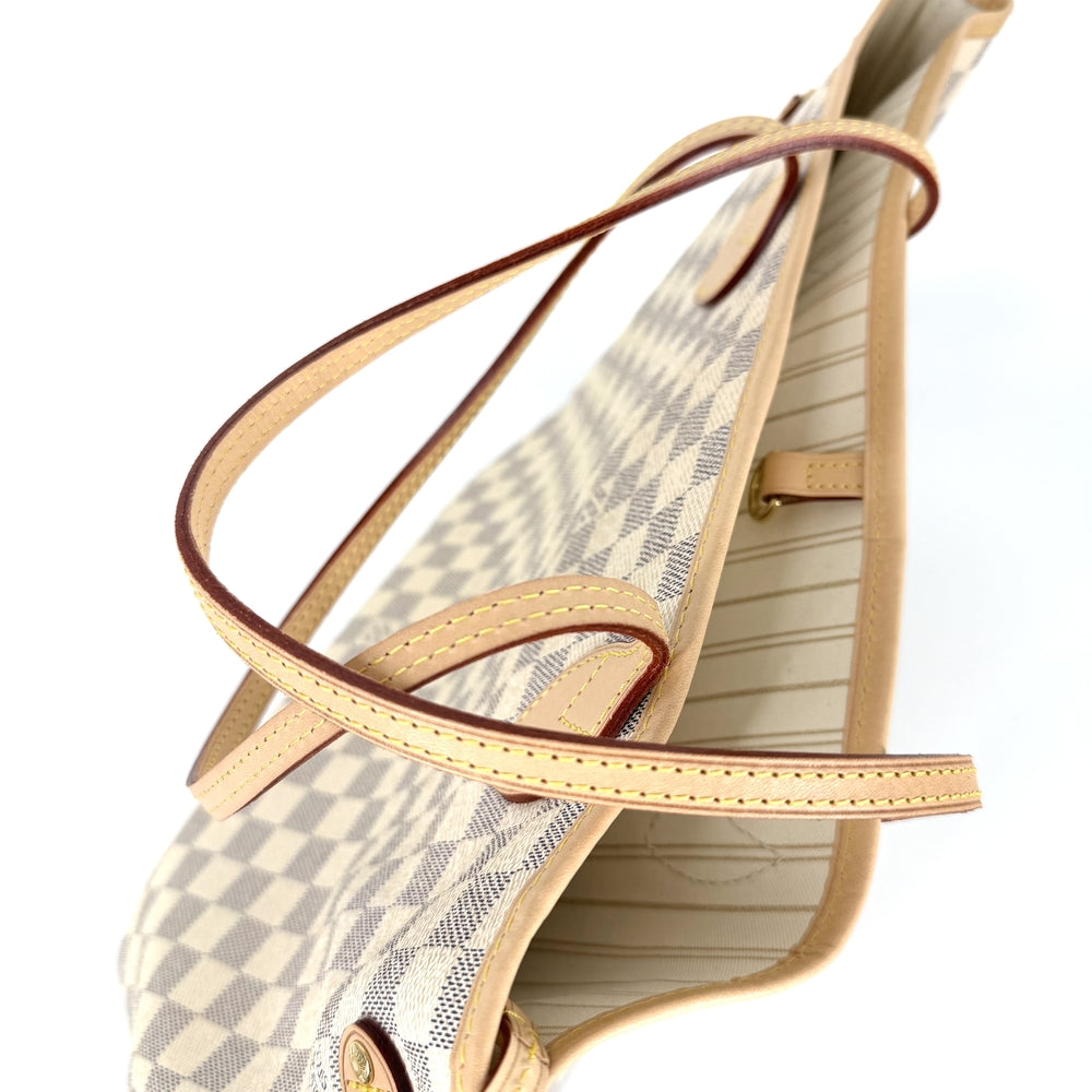 LOUIS VUITTON ルイヴィトン トートバッグ ネヴァーフルMM N51107 ダミエ･アズール ホワイト 白 ゴールド金具 レディース【中古品】