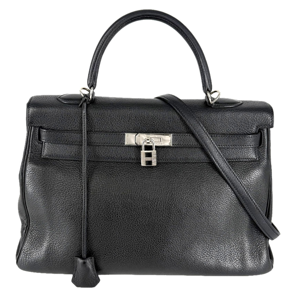 HERMES エルメス 2WAY ケリー35 ショルダーバッグ ハンドバッグ □G刻印 レザー ブラック 黒 シルバー金具 レディース 2003年【中古品】