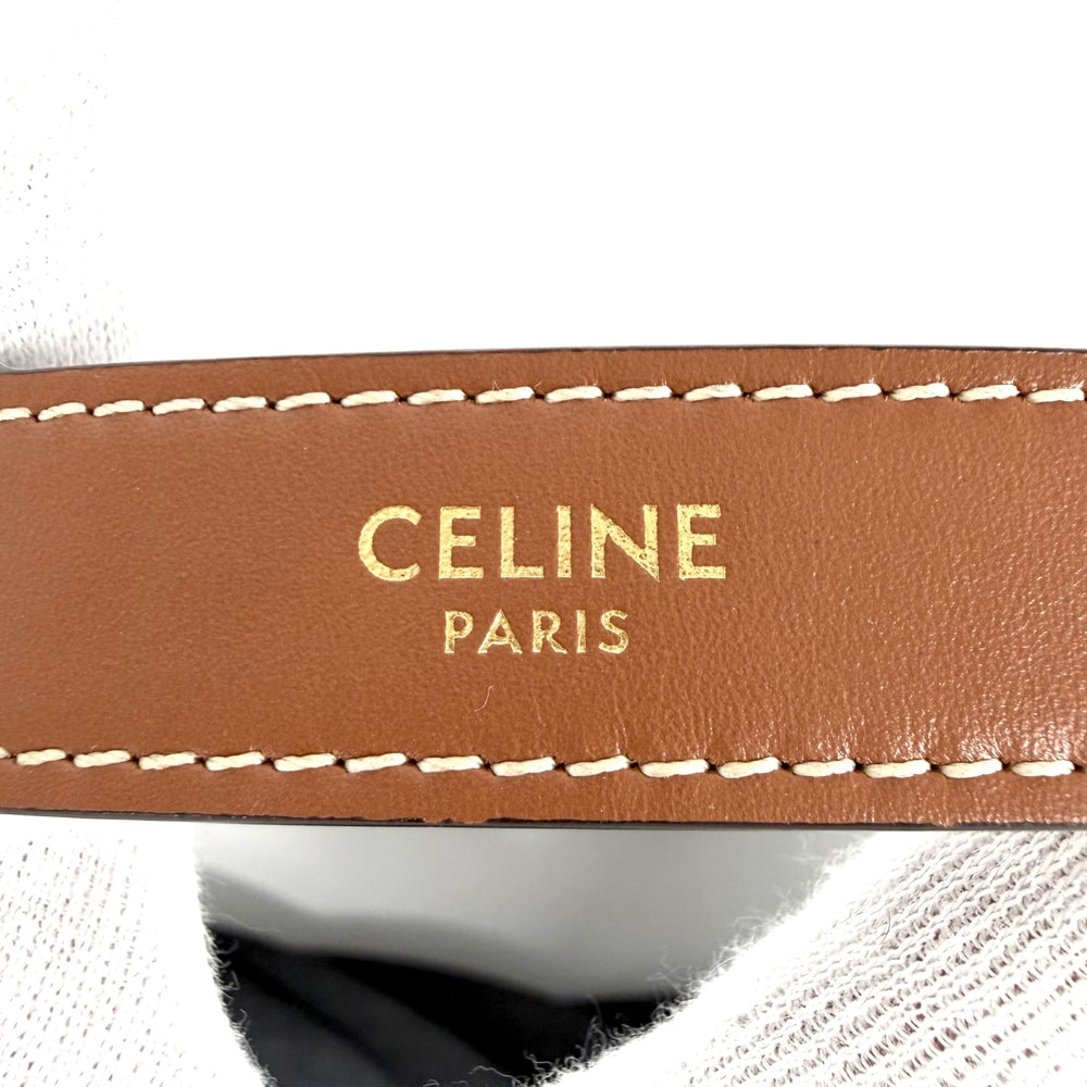 CELINE セリーヌ ハンドバッグ マカダム アヴァ ロゴ金具 PVC カーフレザー ブラウン 茶 ゴールド金具 レディース【中古品】