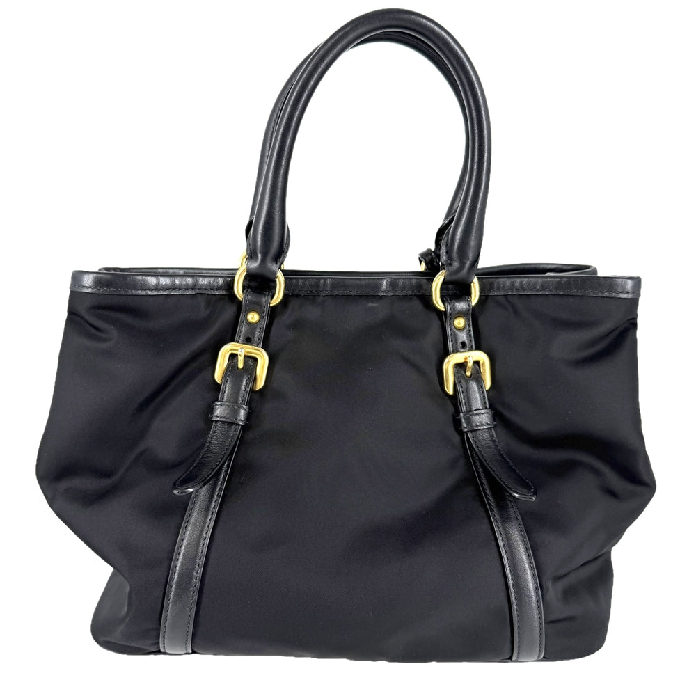 PRADA プラダ 2WAY ハンドバッグ ショルダーバッグ ナイロン レザー ブラック 黒 ゴールド金具 レディース【中古品】