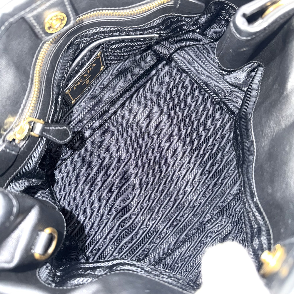 PRADA プラダ 2WAY ハンドバッグ ショルダーバッグ ナイロン レザー ブラック 黒 ゴールド金具 レディース【中古品】