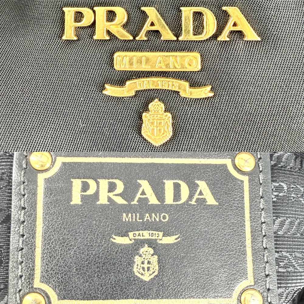 PRADA プラダ 2WAY ハンドバッグ ショルダーバッグ ナイロン レザー ブラック 黒 ゴールド金具 レディース【中古品】