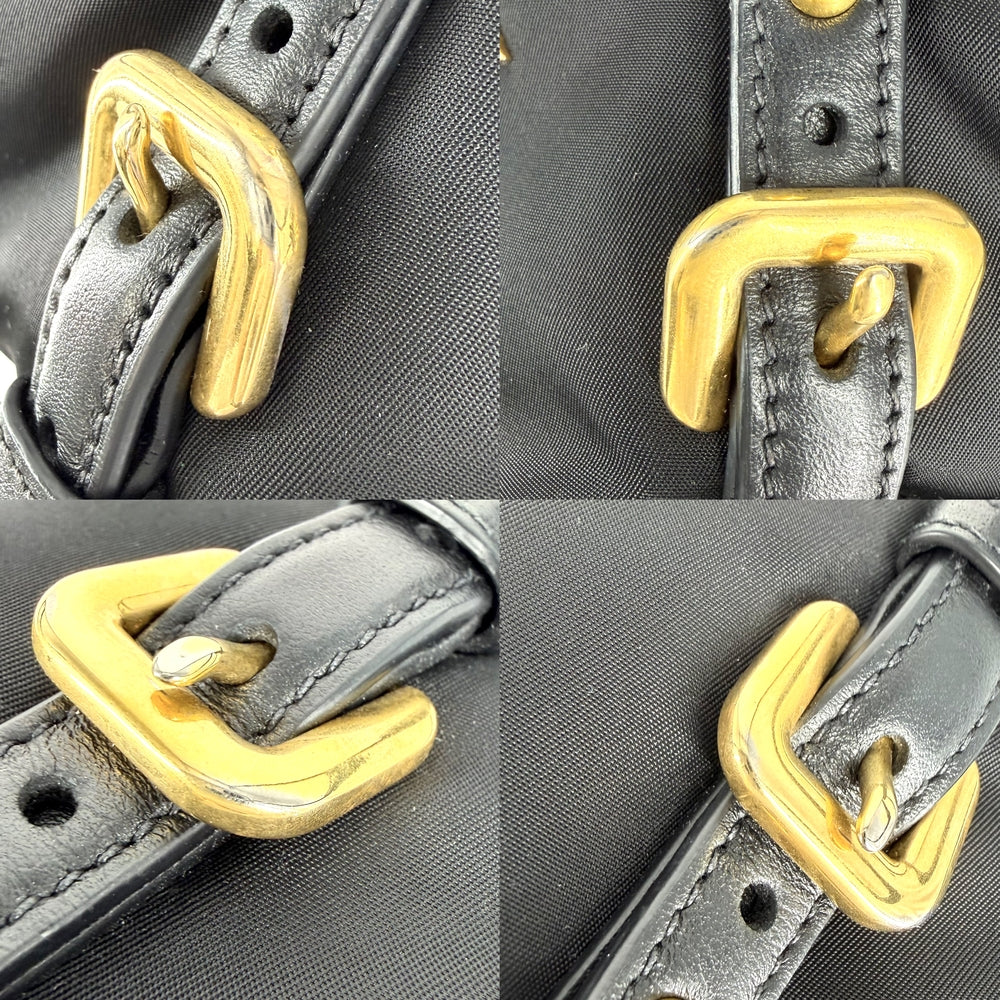 PRADA プラダ 2WAY ハンドバッグ ショルダーバッグ ナイロン レザー ブラック 黒 ゴールド金具 レディース【中古品】