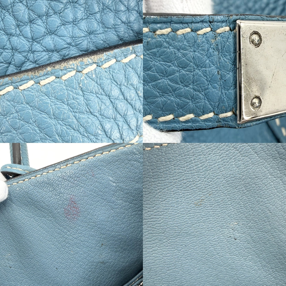 HERMES エルメス ハンドバッグ バーキン30 内縫い □H刻印 レザー ブルー 青 シルバー金具 レディース 2004年【中古品】
