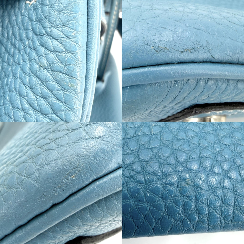 HERMES エルメス ハンドバッグ バーキン30 内縫い □H刻印 レザー ブルー 青 シルバー金具 レディース 2004年【中古品】