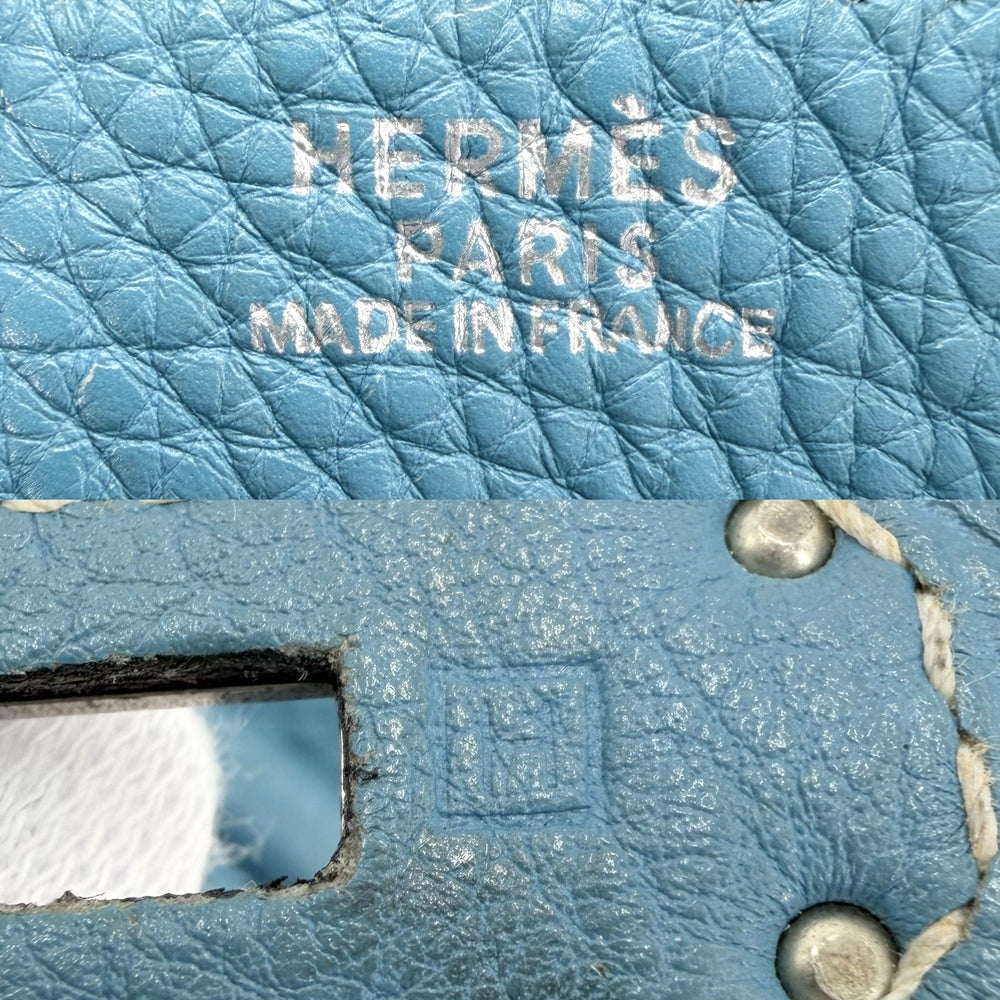 HERMES エルメス ハンドバッグ バーキン30 内縫い □H刻印 レザー ブルー 青 シルバー金具 レディース 2004年【中古品】