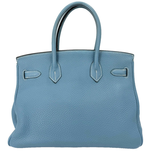 HERMES エルメス ハンドバッグ バーキン30 内縫い □H刻印 レザー ブルー 青 シルバー金具 レディース 2004年【中古品】