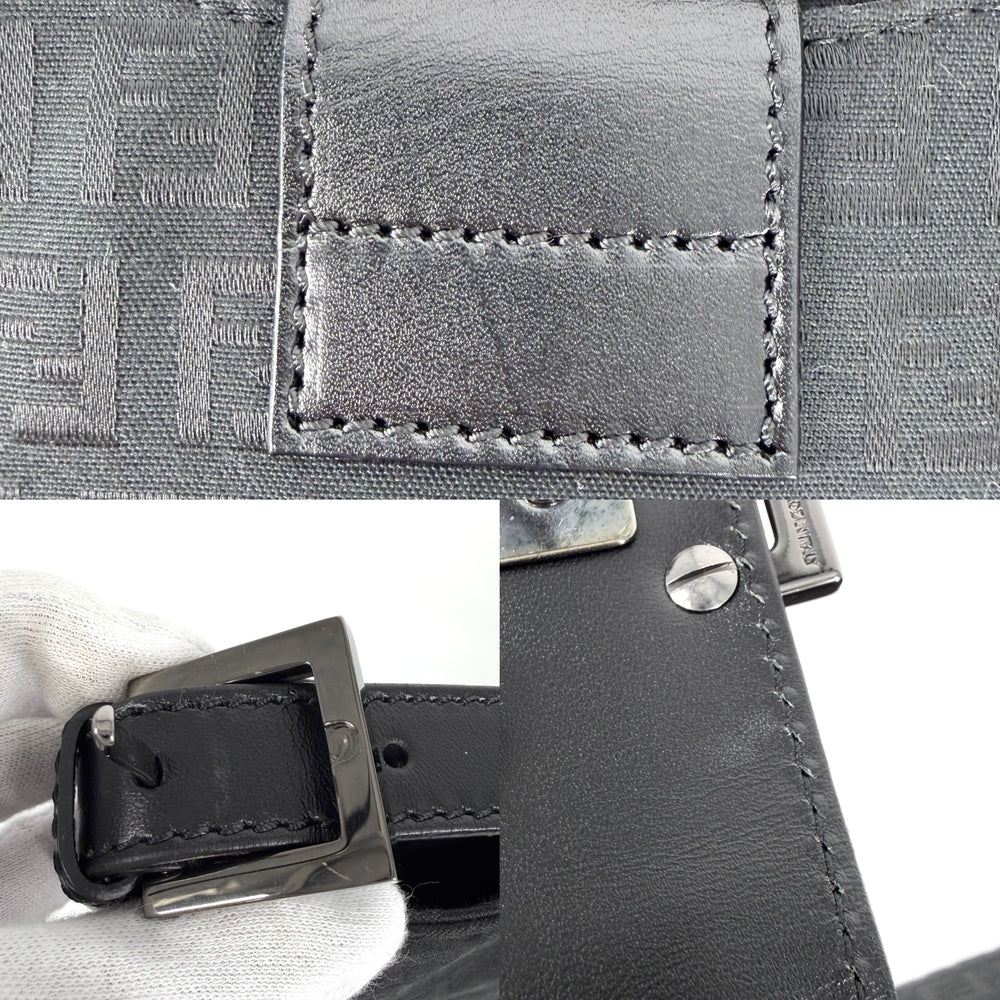 FENDI フェンディ ショルダーバッグ ズッキーノ マンマバケット ワンショルダー Mamma Bucket 8BR036 キャンバス レザー ブラック 黒 ガンメタル金具 レディース【中古品】