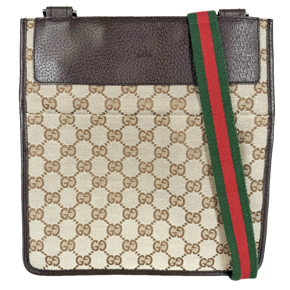 GUCCI グッチ ショルダーバッグ シェリーライン 27639 GGキャンバス レザー ベージュ シルバー金具 メンズ【中古品】