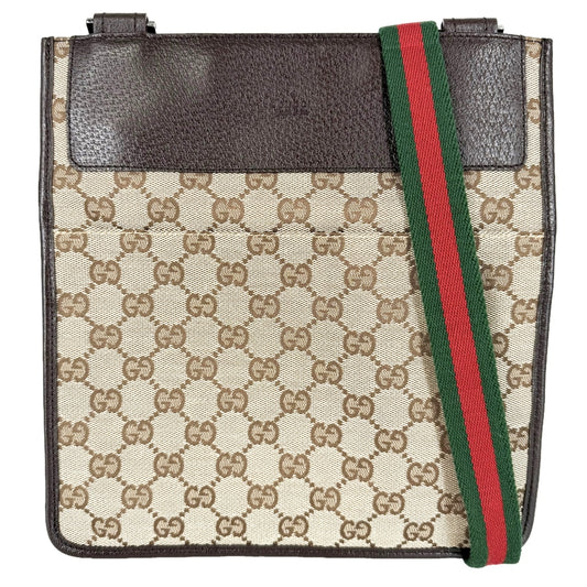 GUCCI グッチ ショルダーバッグ シェリーライン 27639 GGキャンバス レザー ベージュ シルバー金具 メンズ【中古品】