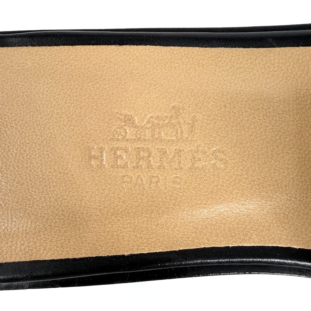 HERMES エルメス サンダル オラン フラットシューズ 靴 36サイズ 約23cm 春 夏 レザー ブラック 黒 レディース【中古品】