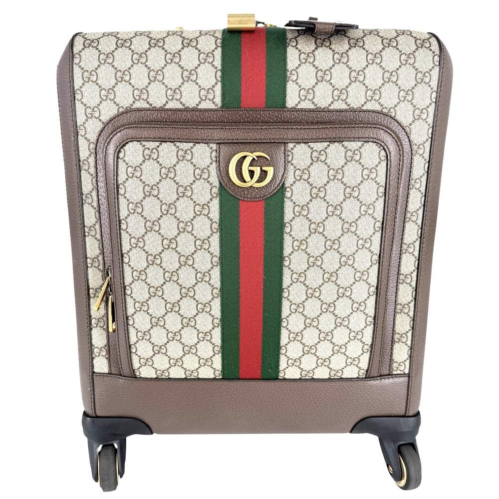 GUCCI グッチ キャリーバッグ サヴォイ キャビン　トロリー スーツケース トラベルバッグ 30L 693646 GGスプリームキャンバス レザー ベージュ ブラウン 茶 ゴールド金具 ユニセックス【中古品】