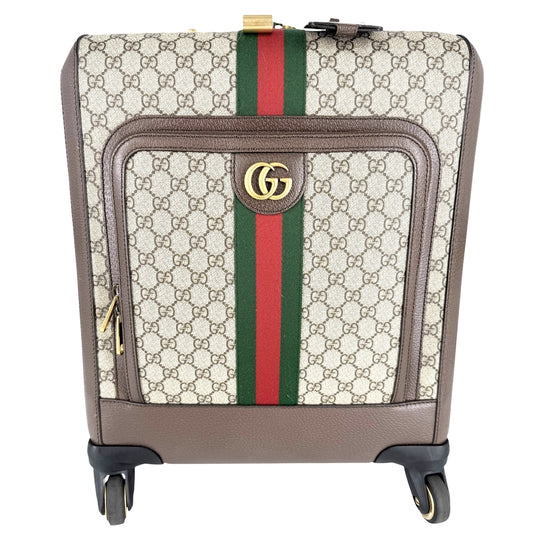 GUCCI グッチ キャリーバッグ サヴォイ キャビン　トロリー スーツケース トラベルバッグ 30L 693646 GGスプリームキャンバス レザー ベージュ ブラウン 茶 ゴールド金具 ユニセックス【中古品】