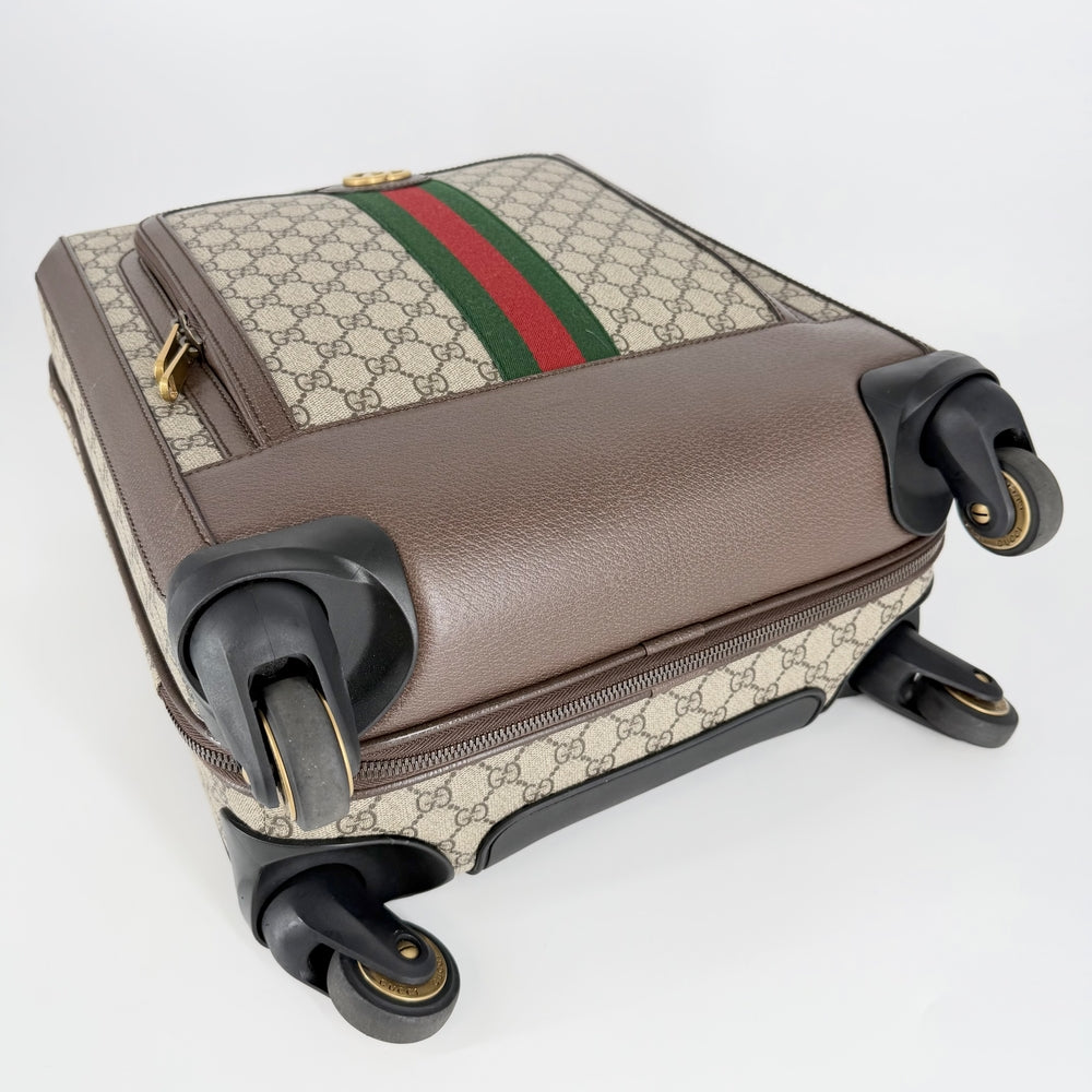 GUCCI グッチ キャリーバッグ サヴォイ キャビン　トロリー スーツケース トラベルバッグ 30L 693646 GGスプリームキャンバス レザー ベージュ ブラウン 茶 ゴールド金具 ユニセックス【中古品】