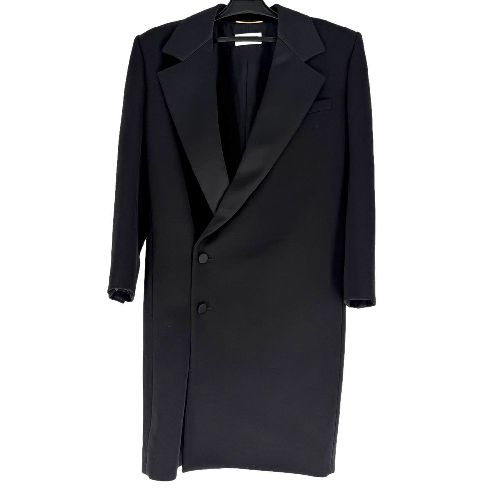 SAINT LAURENT PARIS サンローランパリ アウター タキシードドレス ロングコート チェスターコート アパレル 服 38 ブラック 黒 秋 冬 ウール レディース【中古品】