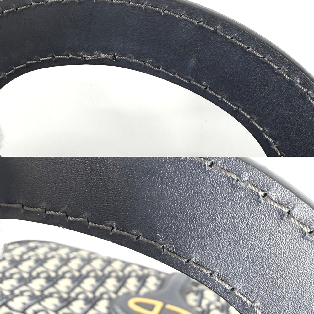 Christian Dior クリスチャンディオール 2WAY オブリーク クラッチバッグ ハンドバッグ キャンバス レザー ネイビー 紺 ゴールド金具 ユニセックス【中古品】