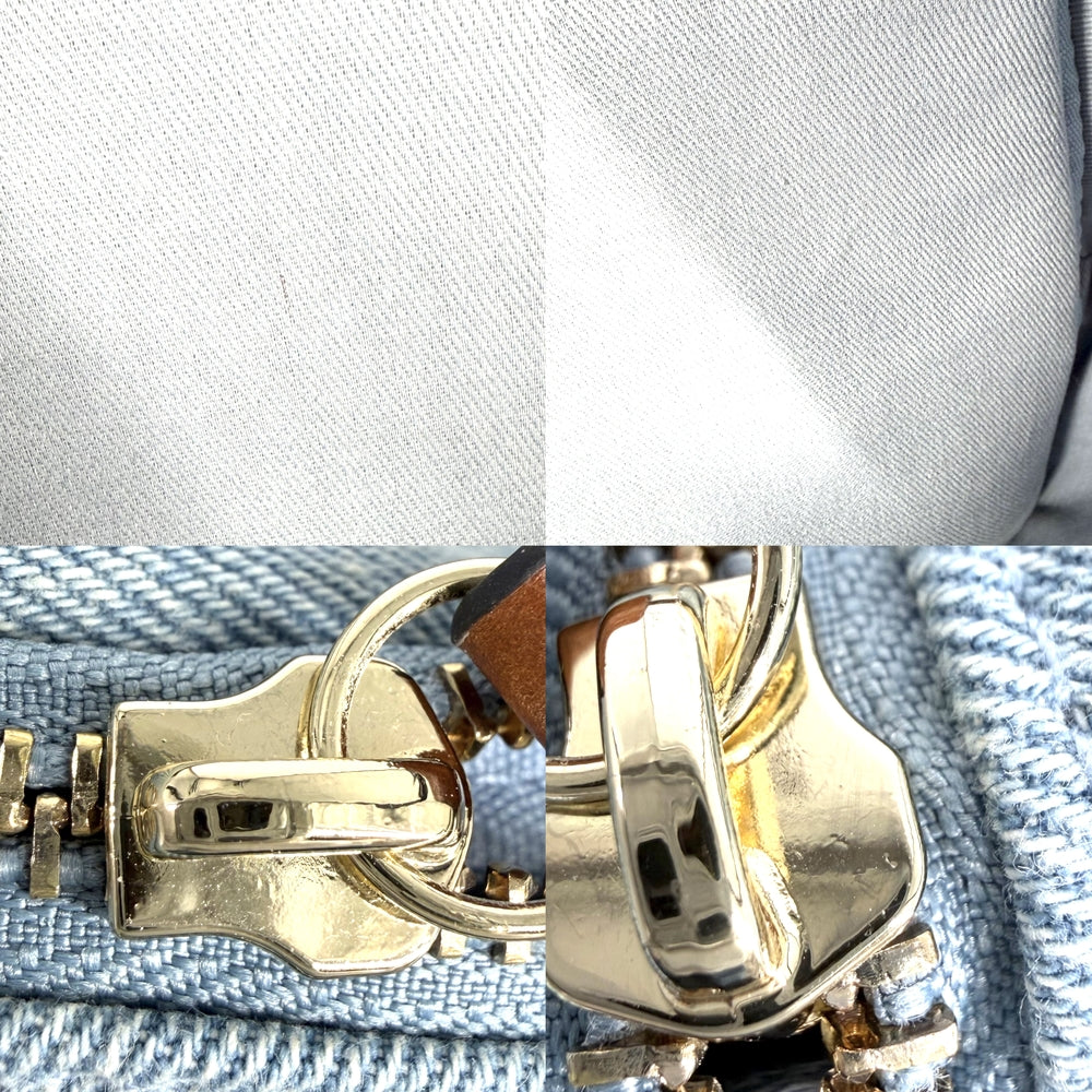 Chloe クロエ リュック デニム バックパック C20867 コットン レザー ブルー 青 ブラウン 茶 ゴールド金具 キッズ【中古品】