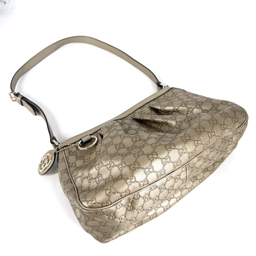 GUCCI グッチ ハンドバッグ スーキー グッチシマ メタリック ホーボーバッグ トートバッグ 296834 レザー ゴールド ゴールド金具 レディース【中古品】
