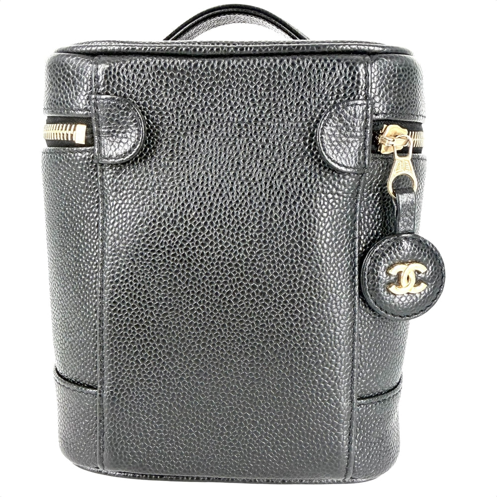 CHANEL シャネル ハンドバッグ ココマーク バニティバッグ 化粧ポーチ コスメポーチ キャビアスキン ブラック 黒 ゴールド金具 レディース【中古品】