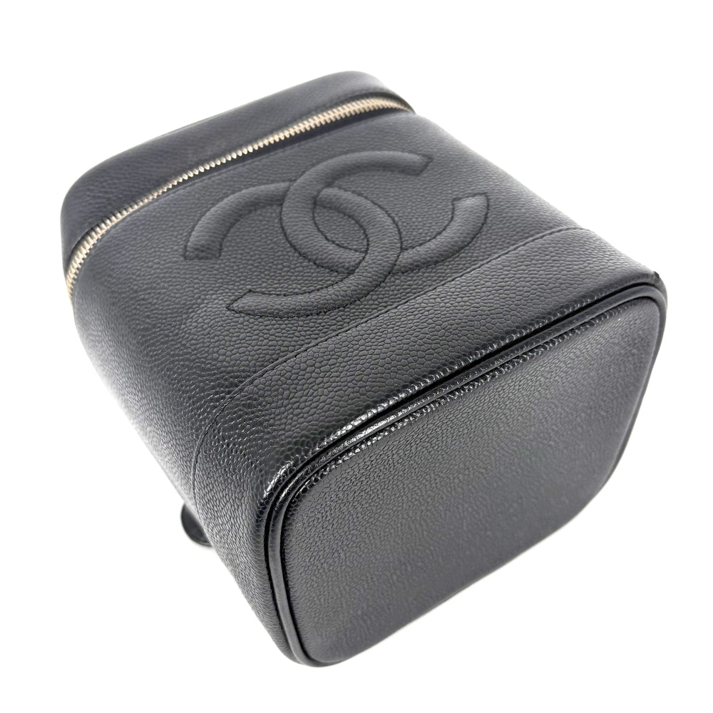 CHANEL シャネル ハンドバッグ ココマーク バニティバッグ 化粧ポーチ コスメポーチ キャビアスキン ブラック 黒 ゴールド金具 レディース【中古品】