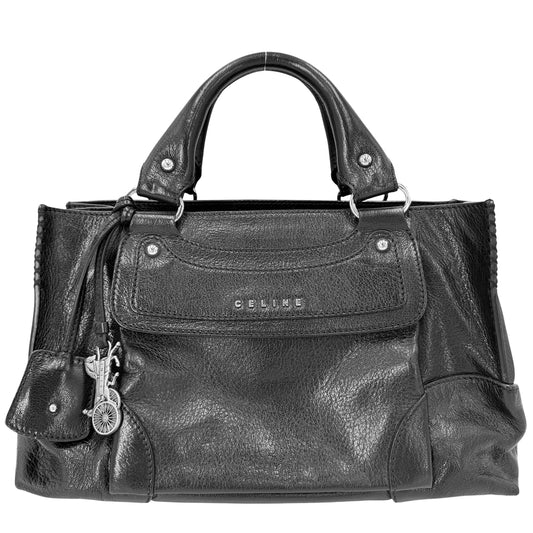 CELINE セリーヌ ハンドバッグ ブギーバッグ レザー ブラック 黒 シルバー金具 レディース【中古品】