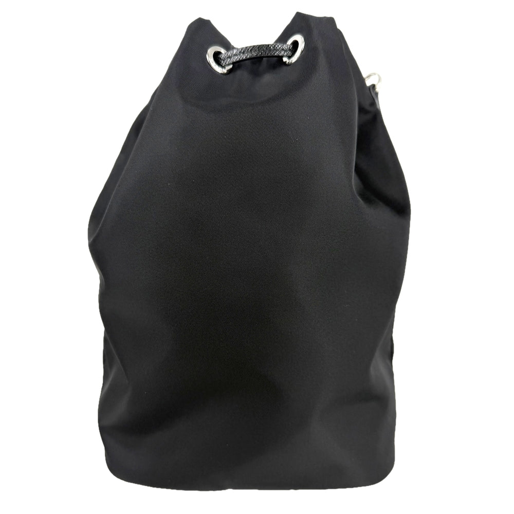 PRADA プラダ ポーチ Re-Nylon 巾着 ドローストリング 1NS369 ナイロン ブラック 黒 シルバー金具 レディース【中古品】