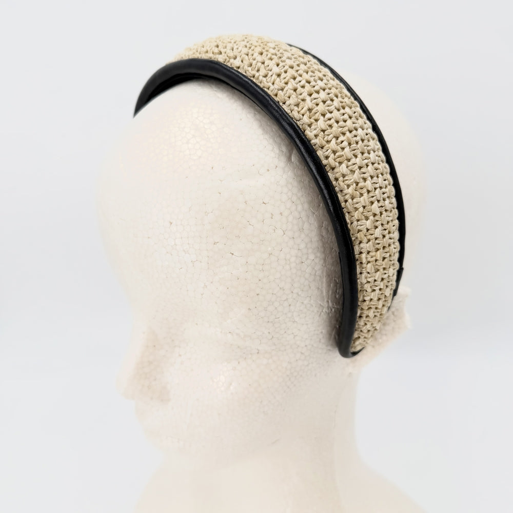 LOUIS VUITTON ルイヴィトン ヘアアクセサリー モノグラム ヘッドバンド・ラフィア カチューシャ ラフィア レザー M77534 ベージュ ブラック 黒 レディース【中古品】