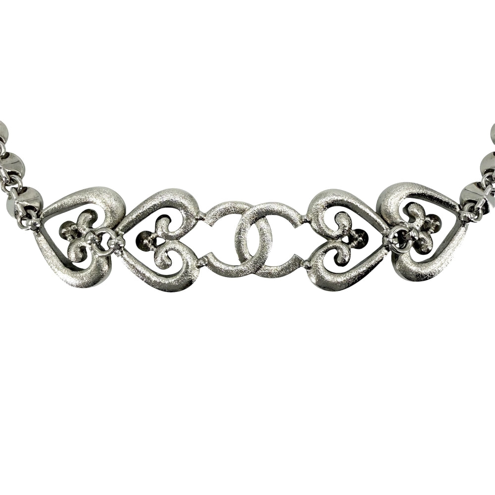 CHANEL シャネル ネックレス ロング ココマーク アクセサリー ハート GP ラインストーン I23K シルバー ゴールド レディース 約55.3g 2023年【中古品】