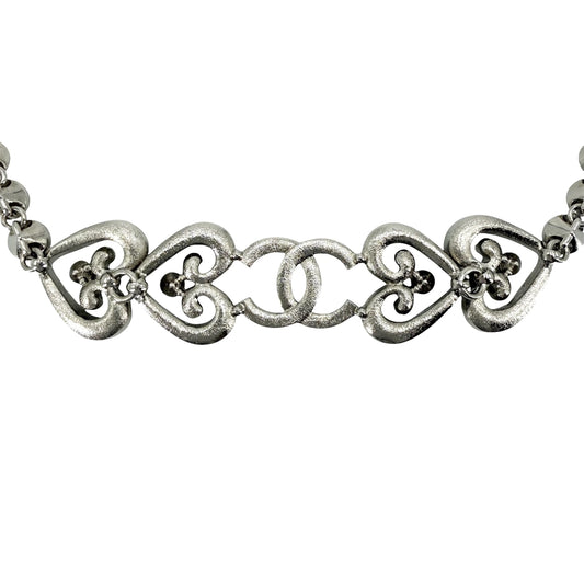 CHANEL シャネル ネックレス ロング ココマーク アクセサリー ハート GP ラインストーン I23K シルバー ゴールド レディース 約55.3g 2023年【中古品】