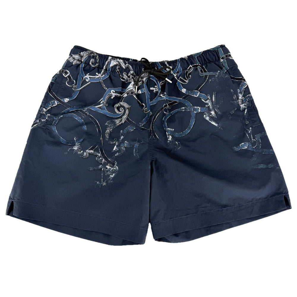 HERMES エルメス パンツ 緑青王の教え スイムウェア 水着 The Precepts of the Verdigris King アパレル ボトムス L ネイビー 紺 シルバー金具 夏 ナイロン メンズ【中古品】