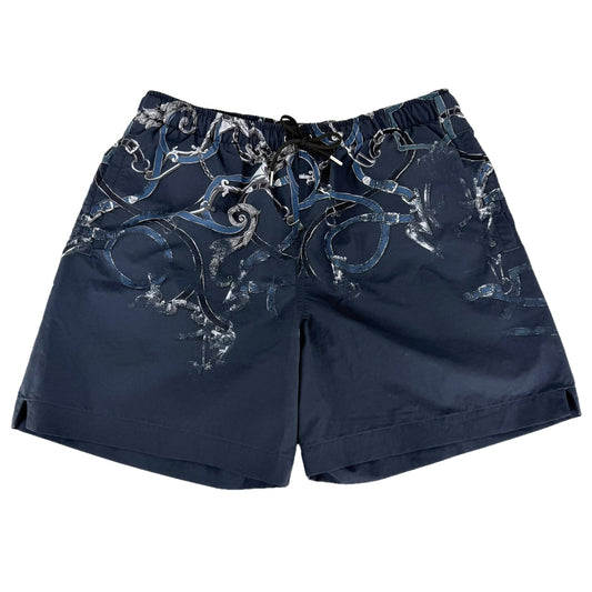 HERMES エルメス パンツ 緑青王の教え スイムウェア 水着 The Precepts of the Verdigris King アパレル ボトムス L ネイビー 紺 シルバー金具 夏 ナイロン メンズ【中古品】