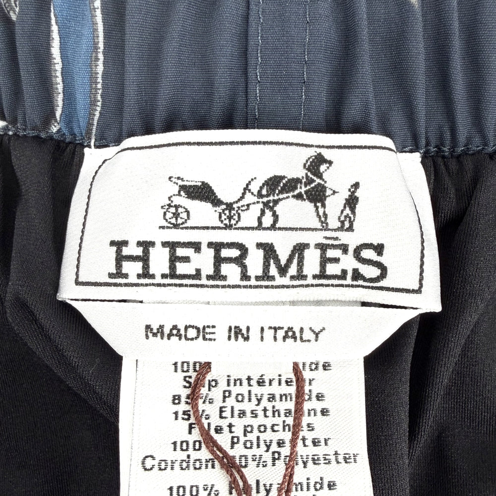 HERMES エルメス パンツ 緑青王の教え スイムウェア 水着 The Precepts of the Verdigris King アパレル ボトムス L ネイビー 紺 シルバー金具 夏 ナイロン メンズ【中古品】