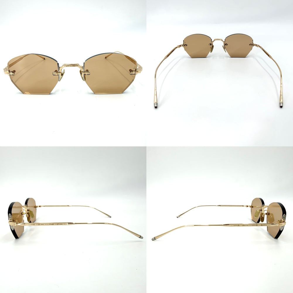 サングラス ジャックマリーマージュ OATMAN アイウェア リムレス JACQUES MARIE MAGE 眼鏡 チタン ブラウン 茶 ゴールド金具 レディース【中古品】