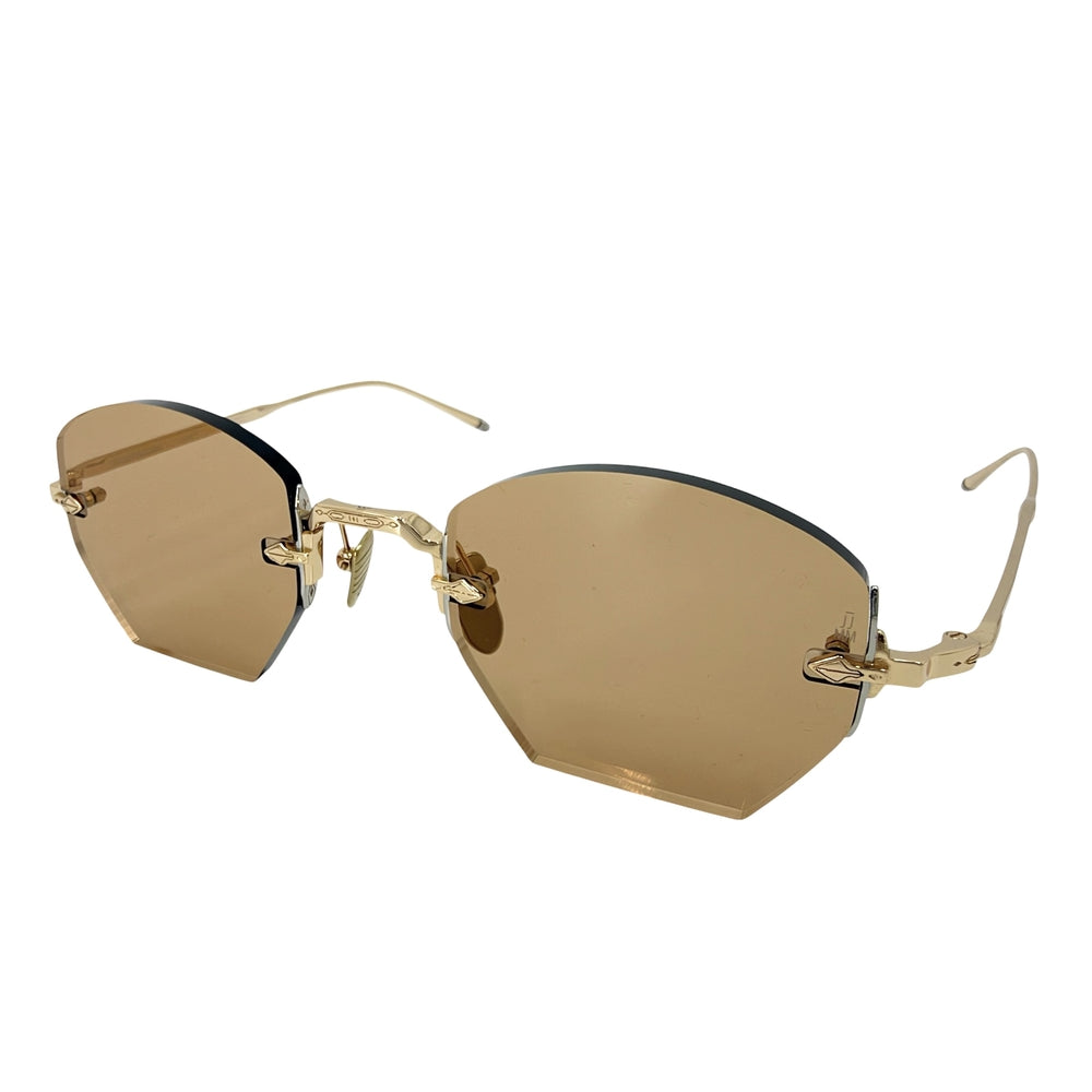 サングラス ジャックマリーマージュ OATMAN アイウェア リムレス JACQUES MARIE MAGE 眼鏡 チタン ブラウン 茶 ゴールド金具 レディース【中古品】