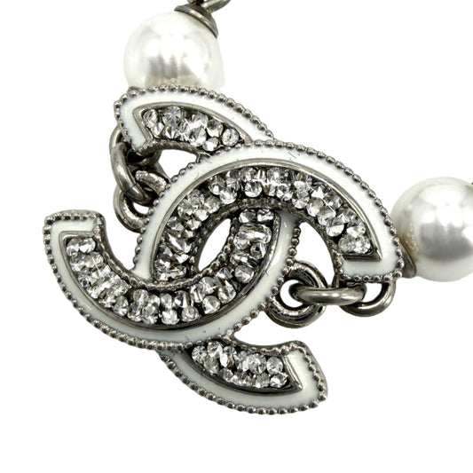 CHANEL シャネル ネックレス ココマーク アクセサリー ラインストーン フェイクパール A25C シルバー レディース 約16.4g 2025年【中古品】