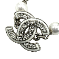 CHANEL シャネル ネックレス ココマーク アクセサリー ラインストーン フェイクパール A25C シルバー レディース 約16.4g 2025年【中古品】
