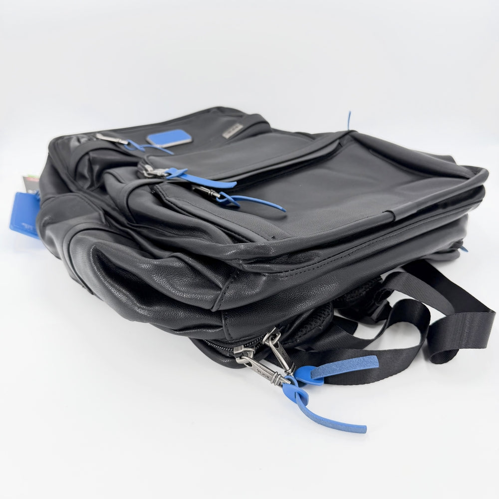 TUMI トゥミ リュック Alpha 3 バックパック レザー ブラック 黒 ブルー 青 シルバー金具 メンズ【中古品】