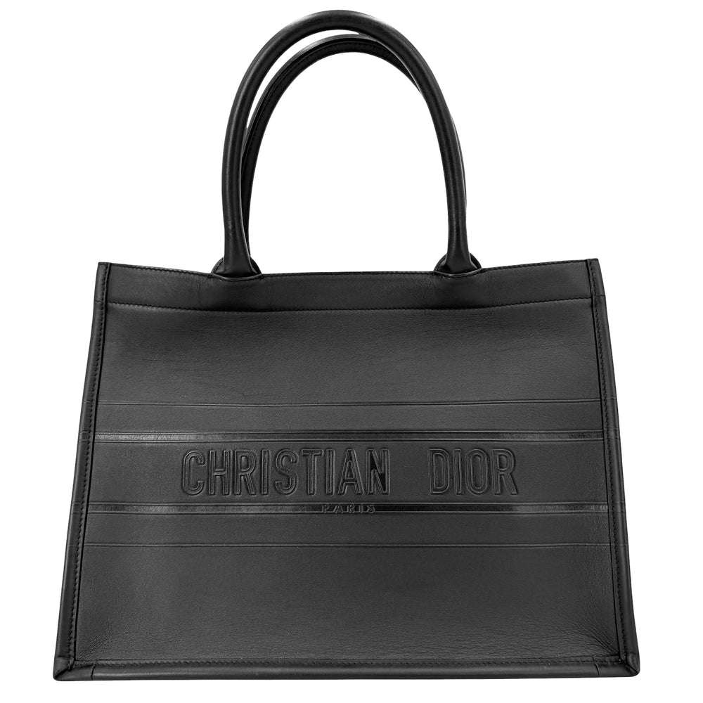 Christian Dior クリスチャンディオール トートバッグ ブックトート ミディアム カーフ ブラック 黒 レディース【中古品】