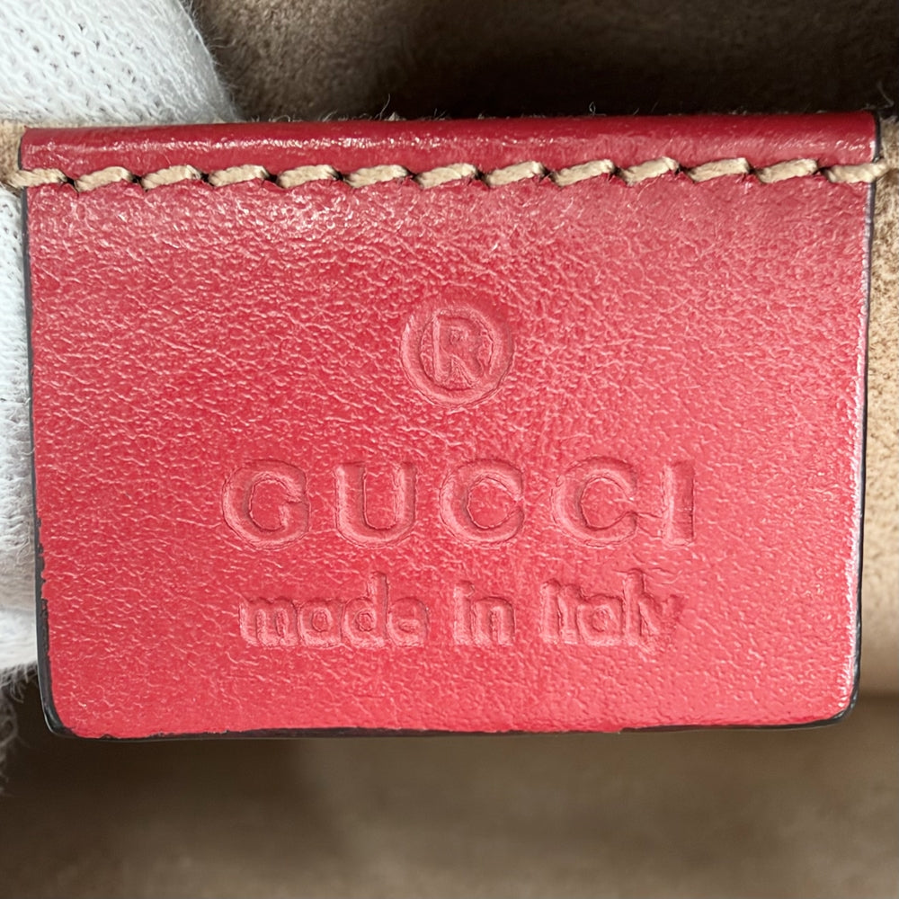 GUCCI グッチ ショルダーバッグ GGマーモント キルティング チェーンショルダー 447632 レザー レッド 赤 ゴールド金具 レディース【中古品】