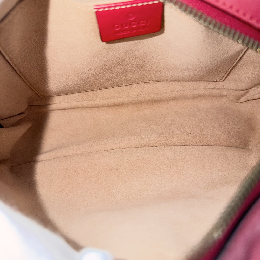 GUCCI グッチ ショルダーバッグ GGマーモント キルティング チェーンショルダー 447632 レザー レッド 赤 ゴールド金具 レディース【中古品】