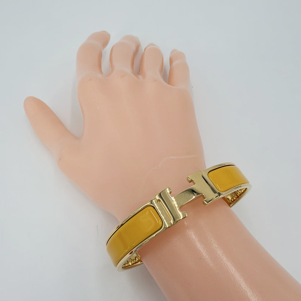 HERMES エルメス ブレスレット クリックH エナメル アクセサリー ゴールド金具 レディース 約36.1g【中古品】