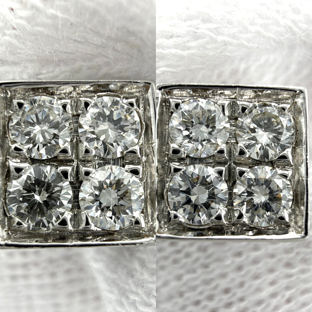 BVLGARI ブルガリ ピアス ルチア ダイヤモンド アクセサリー 18金WG 750 スクエア K18ホワイトゴールド ダイヤモンド レディース 約4.5g【中古品】