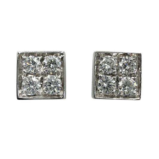 BVLGARI ブルガリ ピアス ルチア ダイヤモンド アクセサリー 18金WG 750 スクエア K18ホワイトゴールド ダイヤモンド レディース 約4.5g【中古品】