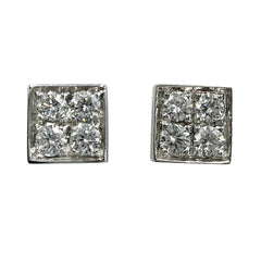 BVLGARI ブルガリ ピアス ルチア ダイヤモンド アクセサリー 18金WG 750 スクエア K18ホワイトゴールド ダイヤモンド レディース 約4.5g【中古品】