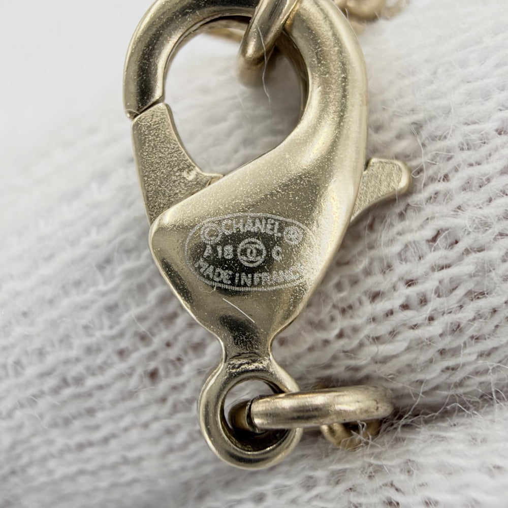 CHANEL シャネル ネックレス ココマーク アクセサリー GP ラインストーン フェイクパール A18C レディース 約15.2g 2018年【中古品】