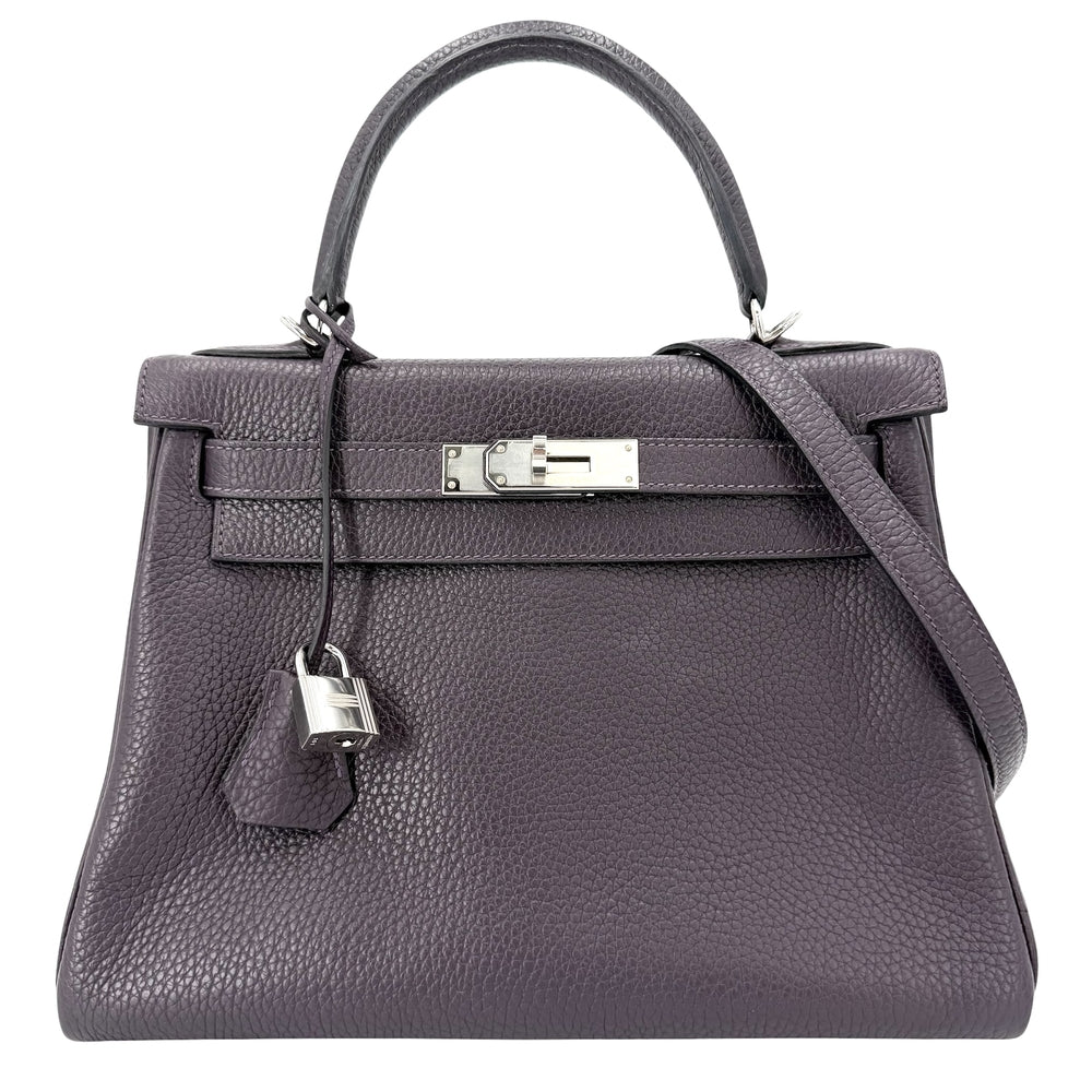 HERMES エルメス 2WAY ケリー28 トリヨンクレマンス ショルダーバッグ ハンドバッグ D刻印 トリヨンクレマンス パープル 紫
 シルバー金具 レディース 2019年【中古品】