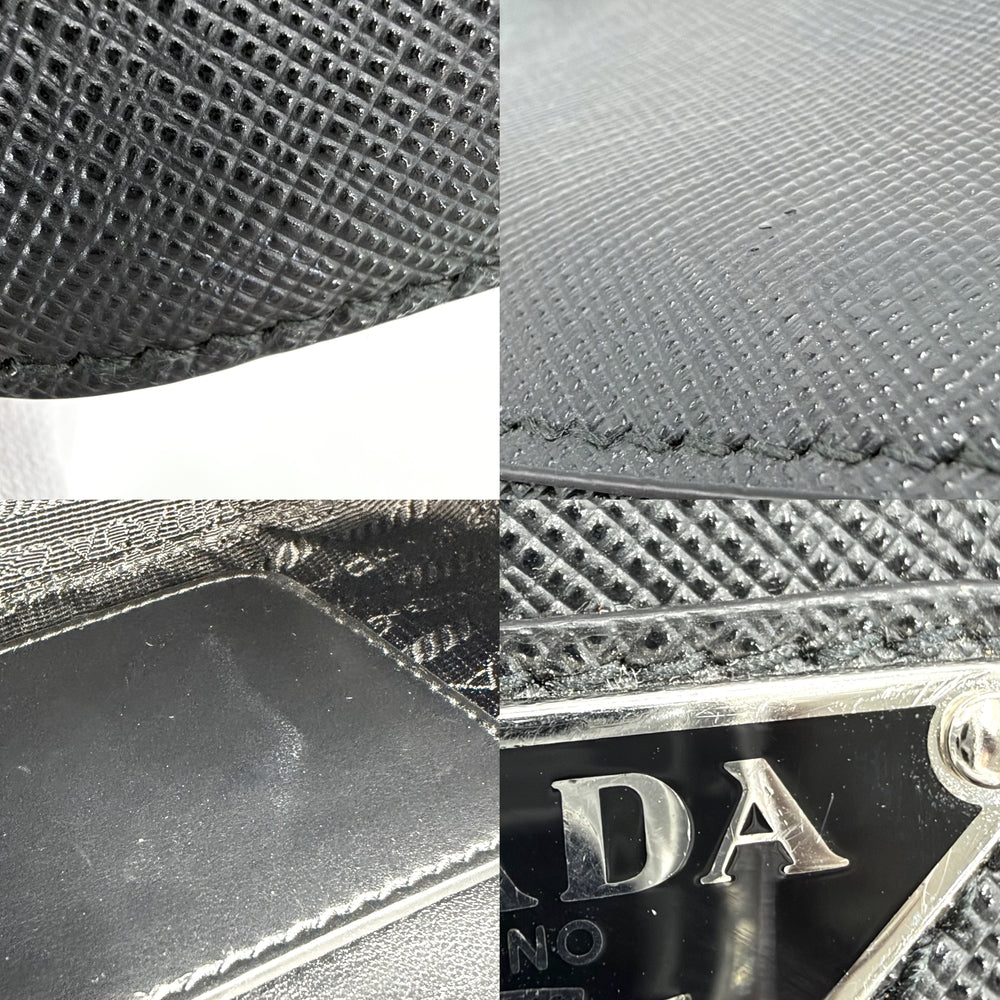 PRADA プラダ ショルダーバッグ ブリック トライアングルロゴ メンズ レディース 2VH173 レザー ブラック 黒 シルバー金具 ユニセックス【中古品】