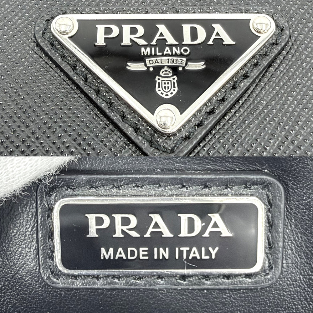 PRADA プラダ ショルダーバッグ ブリック トライアングルロゴ メンズ レディース 2VH173 レザー ブラック 黒 シルバー金具 ユニセックス【中古品】