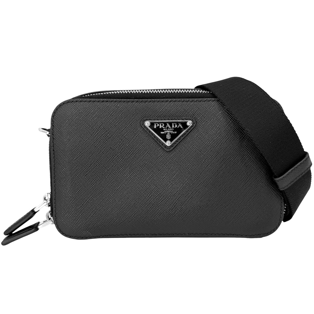 PRADA プラダ ショルダーバッグ ブリック トライアングルロゴ メンズ レディース 2VH173 レザー ブラック 黒 シルバー金具 ユニセックス【中古品】